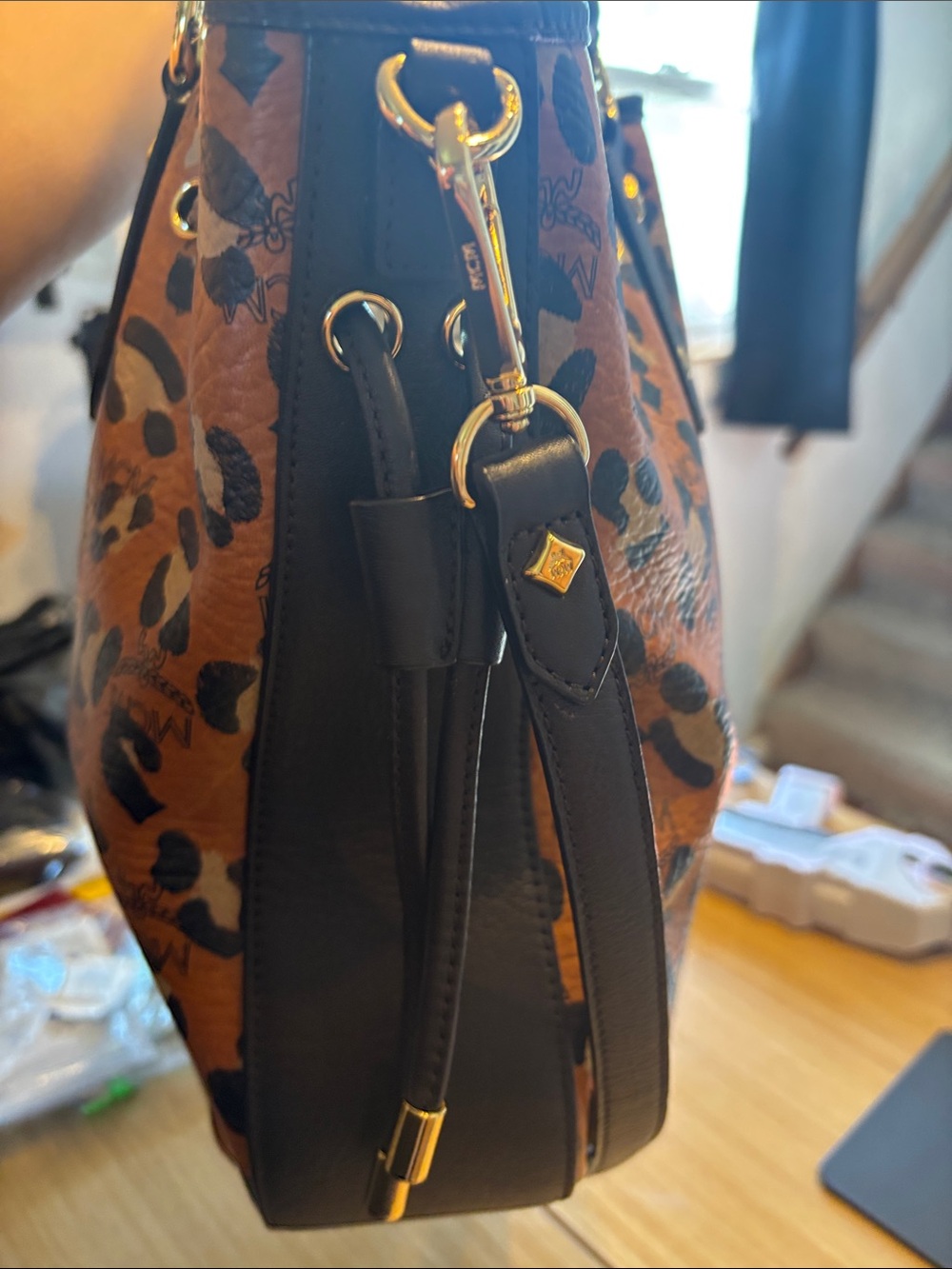 MCM limited Leopard Print Tote Bag in Brown and Black like new condition - Picture 8 of 14
